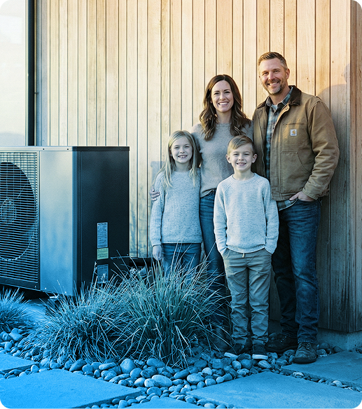 Family with a heat pump